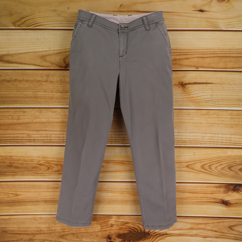 St. John's Bay‎ Chino Pants Womens 4 Brown Cotton Mid Rise Pockets Straight Leg